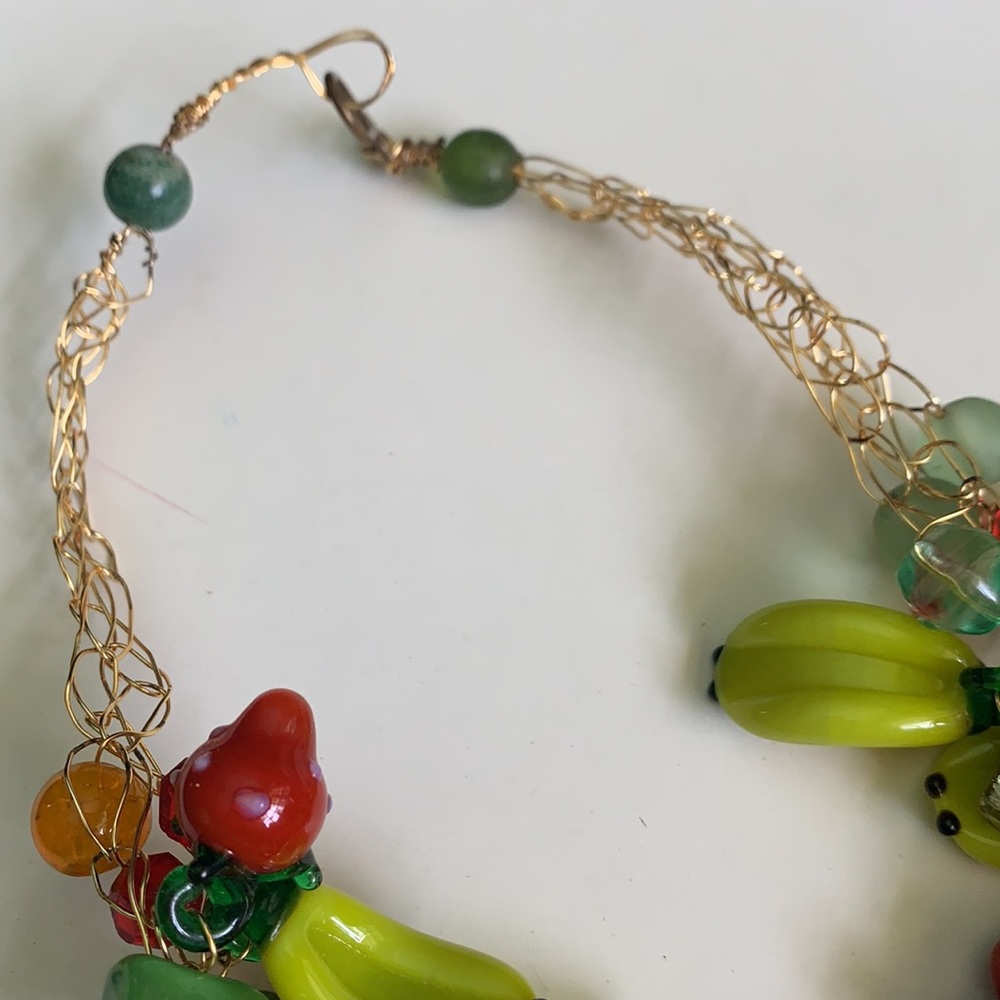 Sold 💐Fruity Murano glass statement Necklace - Picture 6 of 12